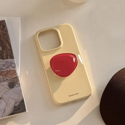 Korean INS Cute Solid Color Phone Case for iPhone 17 16 15 14 13 12 Pro Max Shockproof Protection Back Cover with Bracket