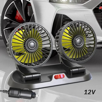 EAFC 5V 12V Car Fan Dual Head Air Cooling Fan 360° Adjustable USB Mini Protable Auto Air Fan Low Noise Car Accessories