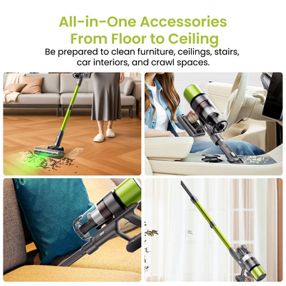 SmartAI V6 80Mins Cordless Vacuum Cleaner 65KPA 650W Powerful Suction Vacuum, 24000mAh Big Battery Vacuum Cleaner