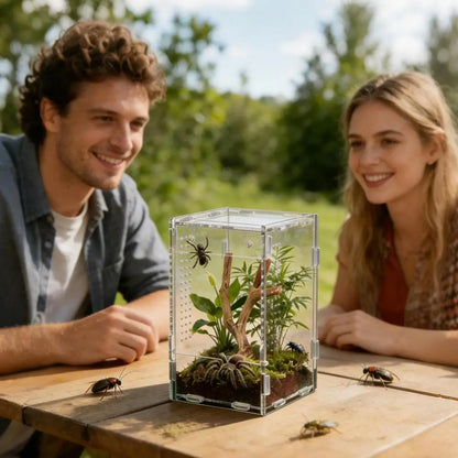 1pc Acrylic Transparent Reptile Breeding Box Amphibian Cage Nano Arboreal Tarantula Enclosure Jumping Spider Reptiles Habitat