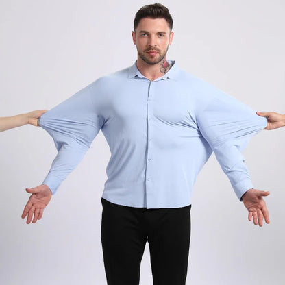 High Stretch Anti-Wrinkle Men's Shirts Long Sleeve Dress Shirts Men Fit Social Business Blouse Social Shirt Men Clothing S-4XL