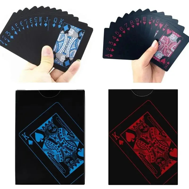 Aukštos kokybės 1 komplektas juodų folijuotų pokerio kortų, atsparios vandeniui, riboto leidimo kolekcijos magiškos pokerio kortos, kūrybiška dovana