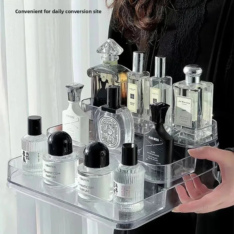 Luxurious Multi-Layer Acrylic Cosmetic Storage Box Display Stand Transparent Desktop Perfume Organizer Jewelry Accessories Holde