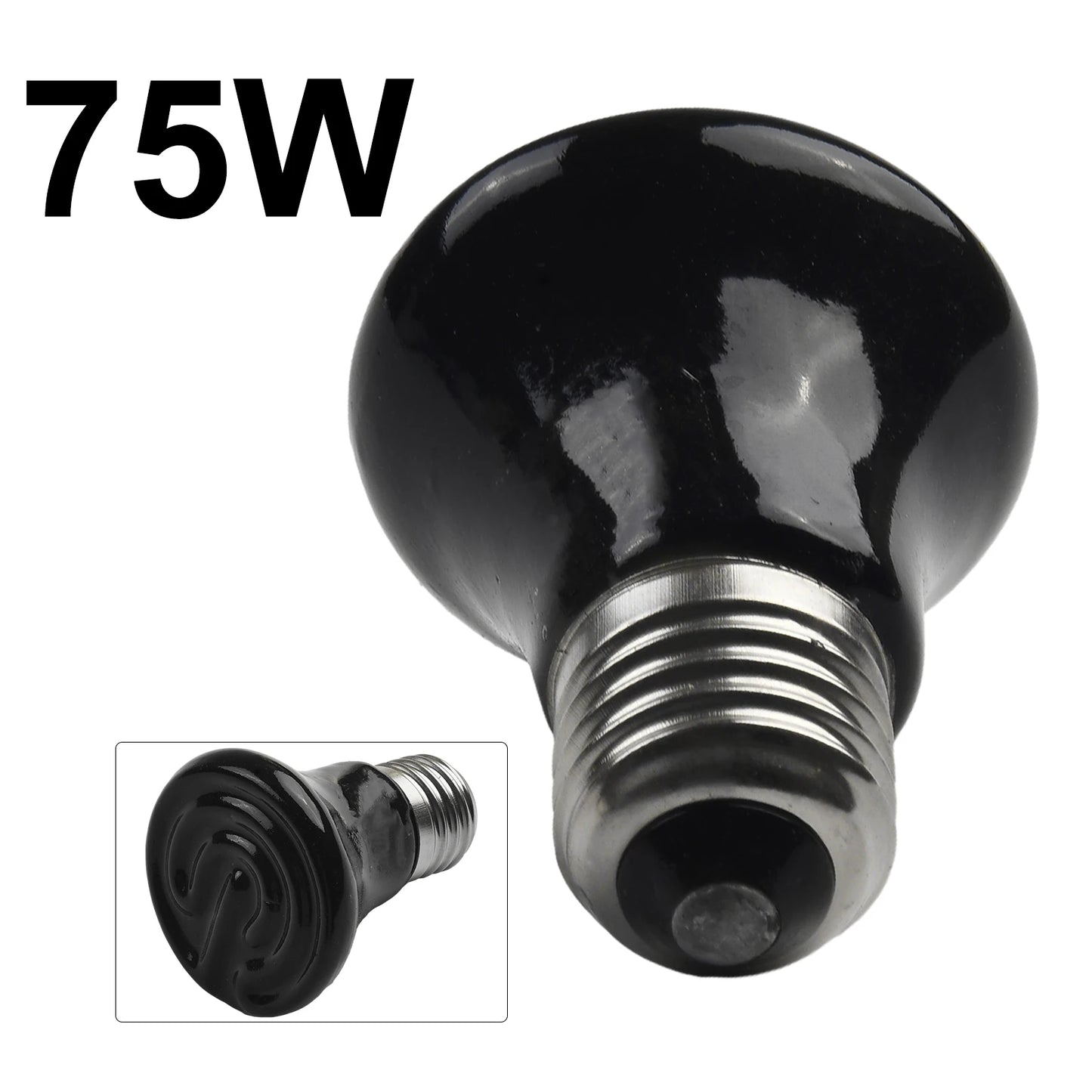 1PCS Heat Emitter Bulb 25-75W Black Ceramic Pet Reptile Breed Light Brooder Lamp Bulb For Home Pet Renovation Accessories