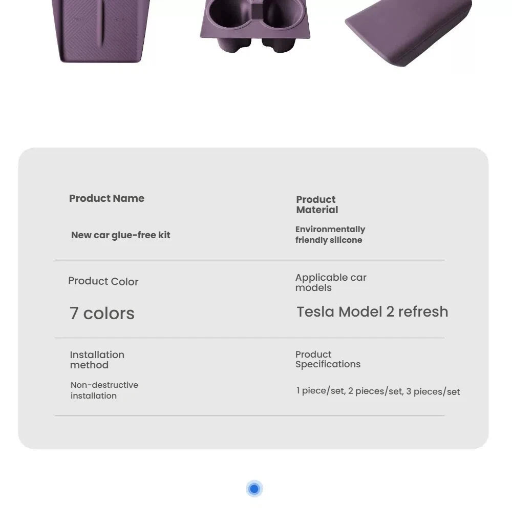 For Tesla Model Y/YL/3 Highland Center Console Wireless Charging Silicone Pad Cup Holder Mat Anti-slip black style accessories