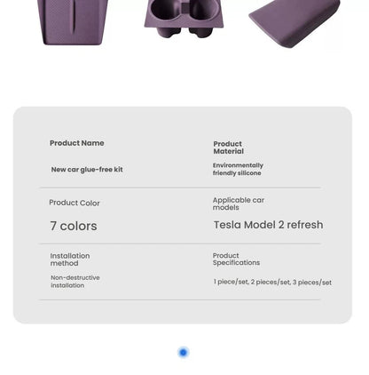 For Tesla Model Y/YL/3 Highland Center Console Wireless Charging Silicone Pad Cup Holder Mat Anti-slip black style accessories