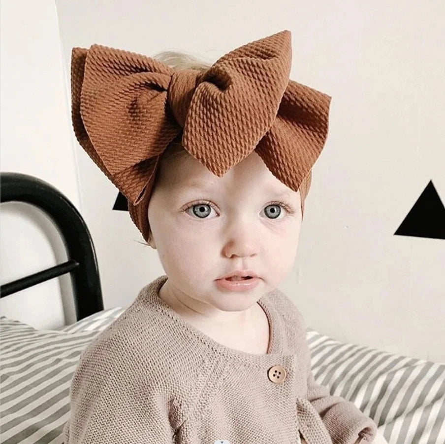 Solid Baby Headband Adjustable Big Bowknot Hair Band Oversize Turban Newborn Headwear For Baby Girls Fashion Hair Accessories