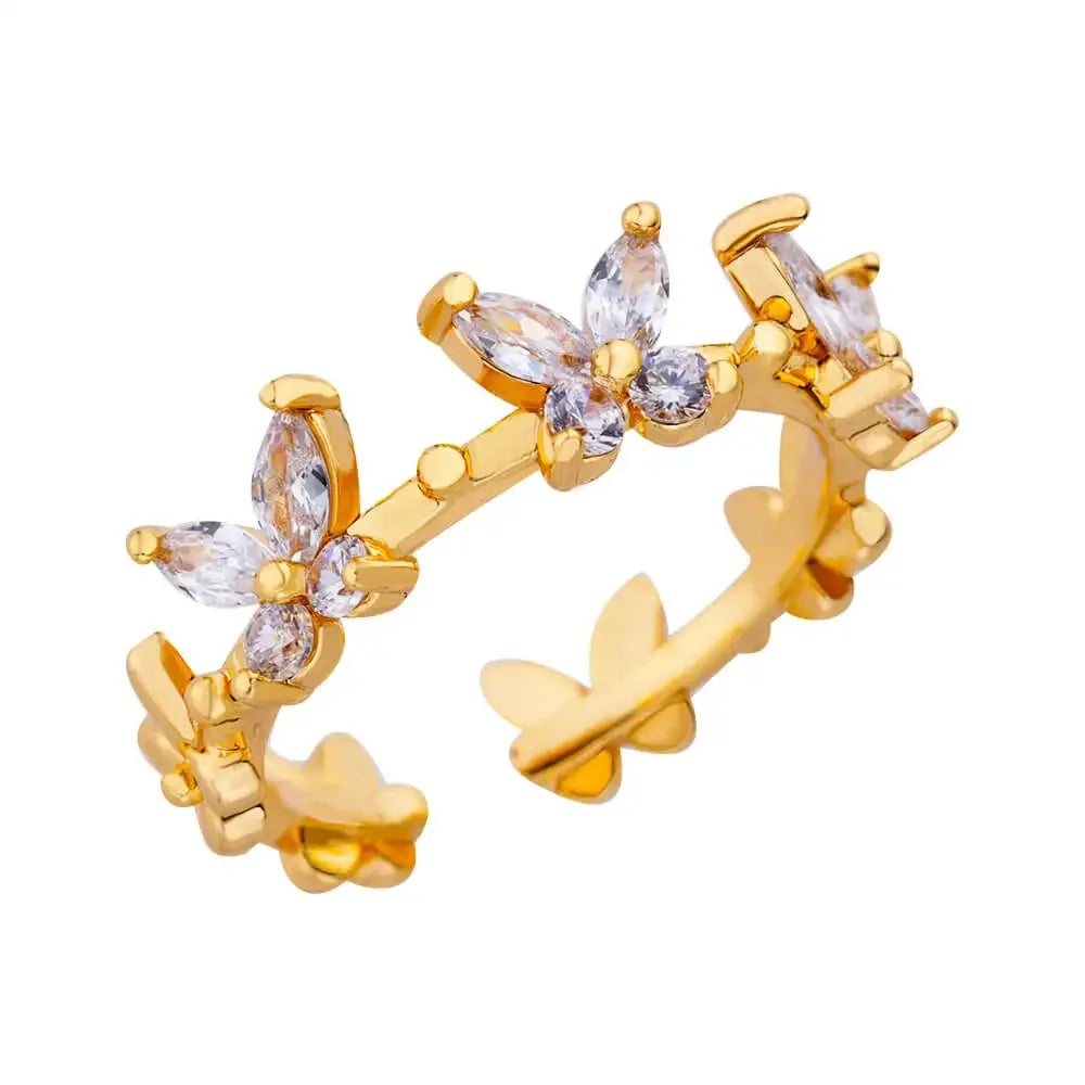 Cute Butterfly Rings For Women Gold Color Stainless Steel Geometric Opening Butterfly Ring Aesthetic Wedding Christmas Jewelry