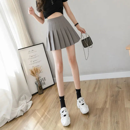 Preppy Style Women Pleated Skirt High Waist A-Line Mini Skirt School Girl Skirt JK Uniform Skirt Skater Skirt Black Plus Size