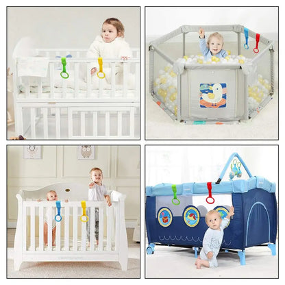 4 Pieces Baby Hand Pull Rings Cribs Playpens Balance Training Ring Infant Stand Hooks Bed Hanging Pendant Household Baby Safety