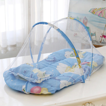 Foldable Baby Crib Mosquito Net with Mattress and Pillow Sleeping Diaper Pad Newborn Mosquito Tent Baby Crib Netting Travel Bed