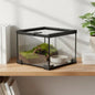 Stackable Reptile Terrarium Glass Cage Secure Mesh Lid with Heat Lamp Holder for Small Pets Display