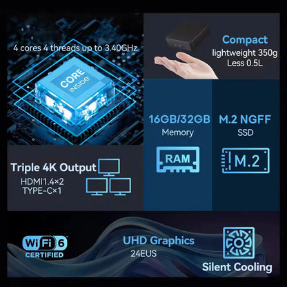 [3 Years Warranty]Mini PC Windows 11 Intel N150/i9 10980HK Desktop Gaming Computer PC 32GB RAM 1TB M.2 SSD WiFi 6 BT5.2 Pc Gamer