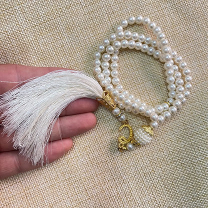 Muslim 99 Prayer Beads Tasbih Rosary Bracelet Islamic Misbaha Pearl Beads Tassel Necklace Ramadan Eid Jewelry for Women Men