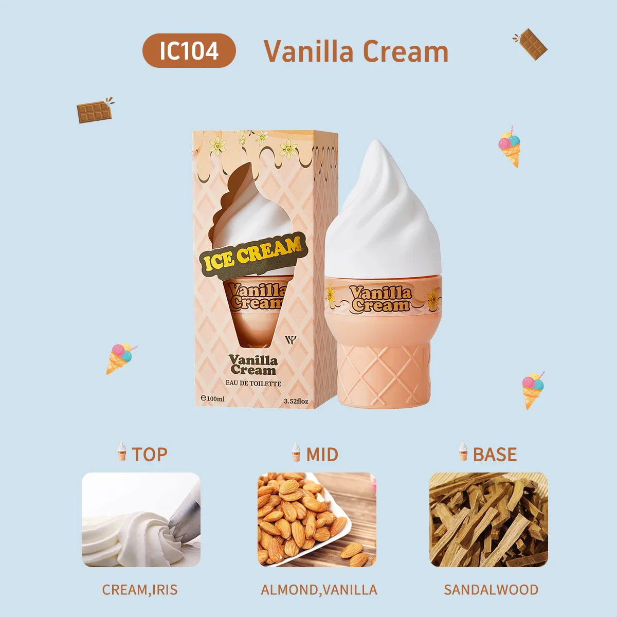 Hign-end Ice Cream Sweet Women Perfume Lasting Fresh Vitality Floral Fruity Fragrance Eau De Toilette Charming Fragrance Spray