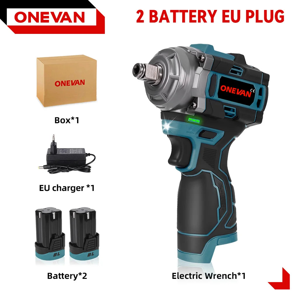 ONEVAN 500N.M Brushless Electric Impact Wrench Handheld Cordless Electric Screwdriver Wrench Power Tool With Lithium-Ion Battery