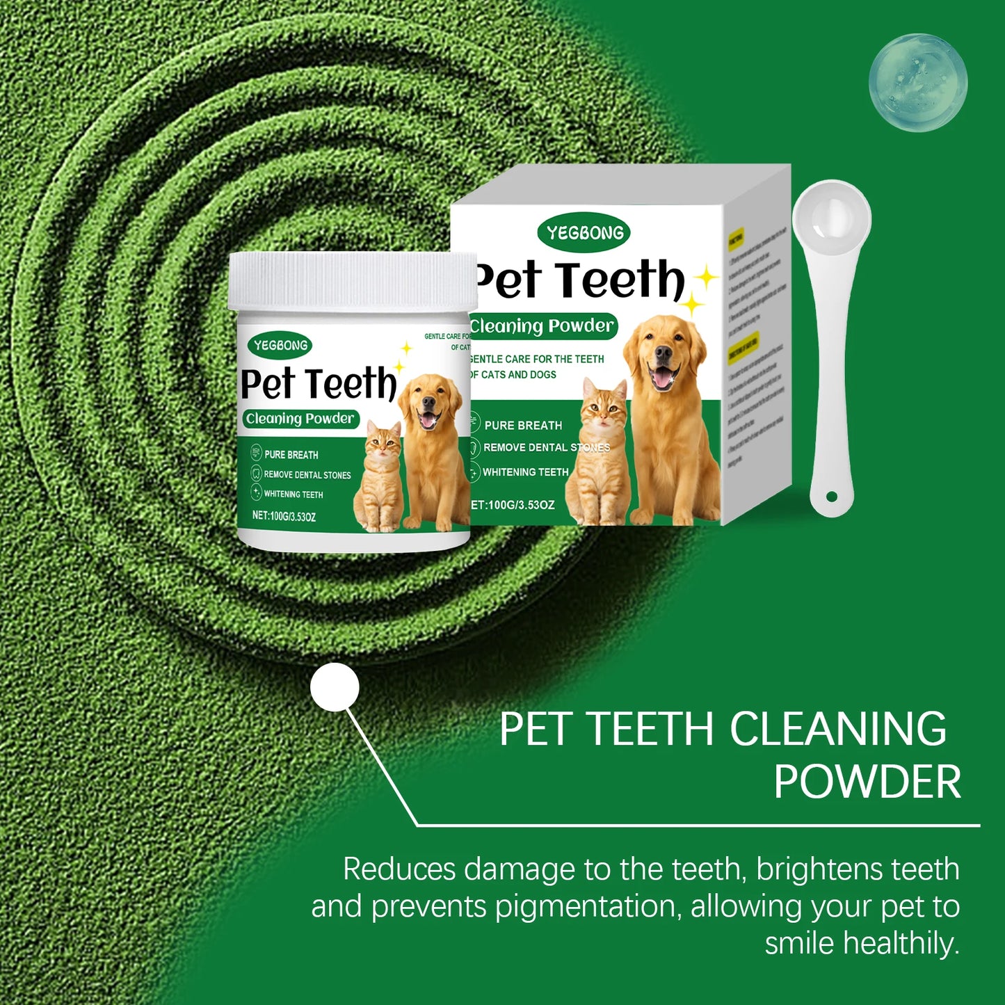 Pet Teeth Cleaning Powder for Cats Dogs Reduce Tartar Plaque Deep Clean Surface Dirt Keep Fresh Breath Oral Grooming Supplies