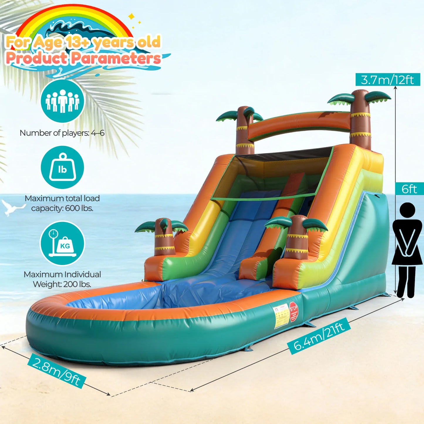 Hot sell 6.4M 100% PVC Commercial Inflatable Bounce House Water Slide With 950W Blower for Kids and Adults Children's Playground