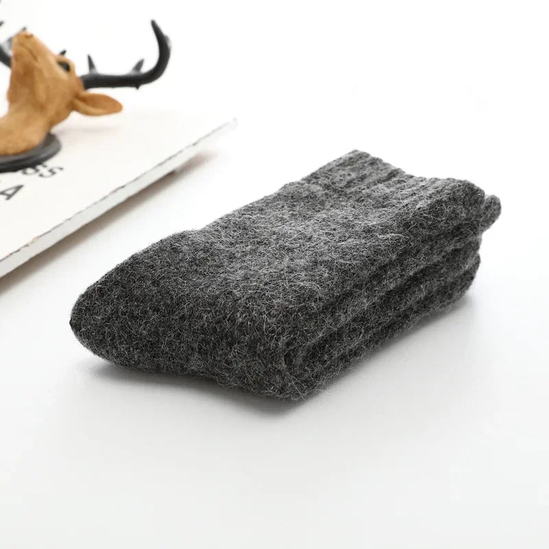 Men Thick Solid Color Socks Merino Wool Warm Winter Snow Thermal Socks Calceta Hombre Skarpety Meskie