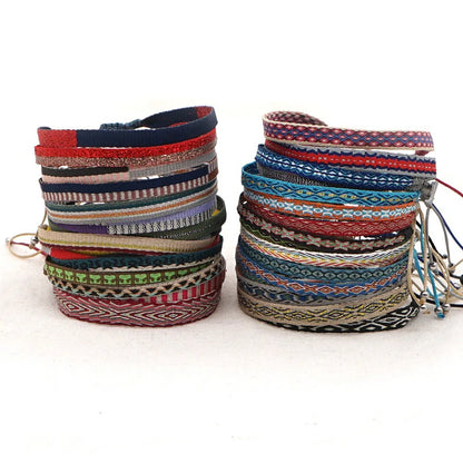 KKBEAD Wholesale Handwoven Bracelet Colombia Cloth Braided Wristband Bracelets for Women Men Gift Hippie Boho Friendship Jewelry