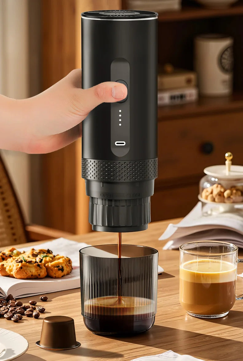 20 Bar Self-Heating Wireless Portable Espresso Maker, One-Click Automatic Extraction Mini Coffee Machine, Multi Capsule Compatible Rechargeable Travel Coffee Maker, Compact Portable Coffee Brewer for Car, Road Trip, Camping,