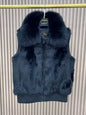 Women's Genuine Real Rabbit Fur Vest Coat Knitting Winter Fox Fur Collar Fur Jacket Casual Short Outwear Slim with Zipper