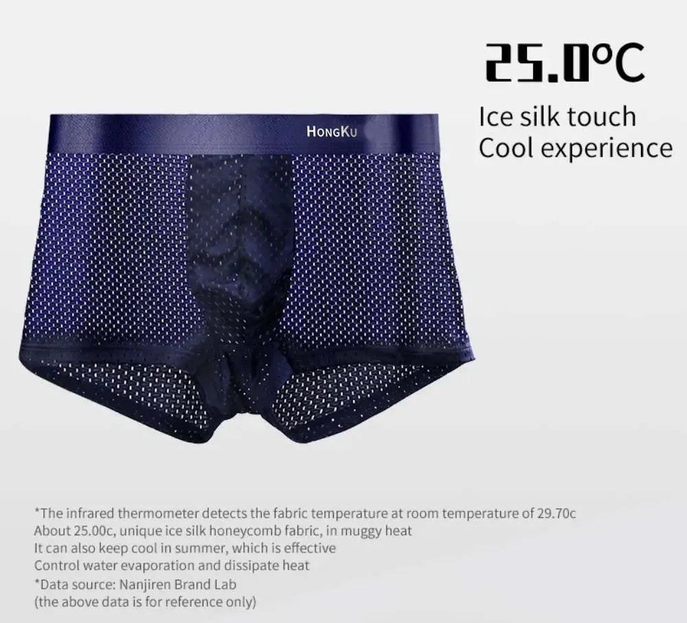 Brand Boxers Man Summer Thin Ice Silk Breathable Men Underpants Soft Touch Men's Briefs 3D Cutting U Pouch Design Underwear Man