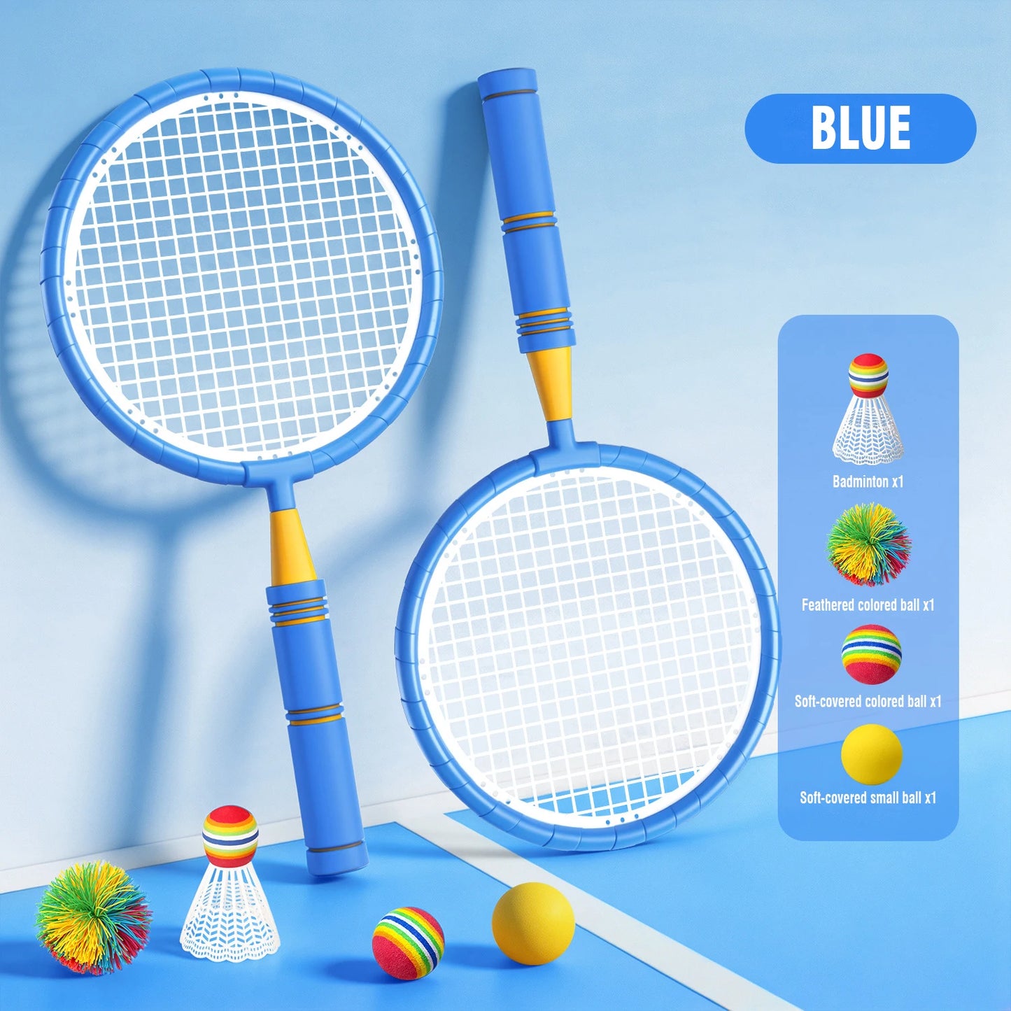 Kids Badminton Racket with Ball Parent-child Indoor Outdoor Sports Toy Training Equipment Children Teens Adult Birthday Gifts