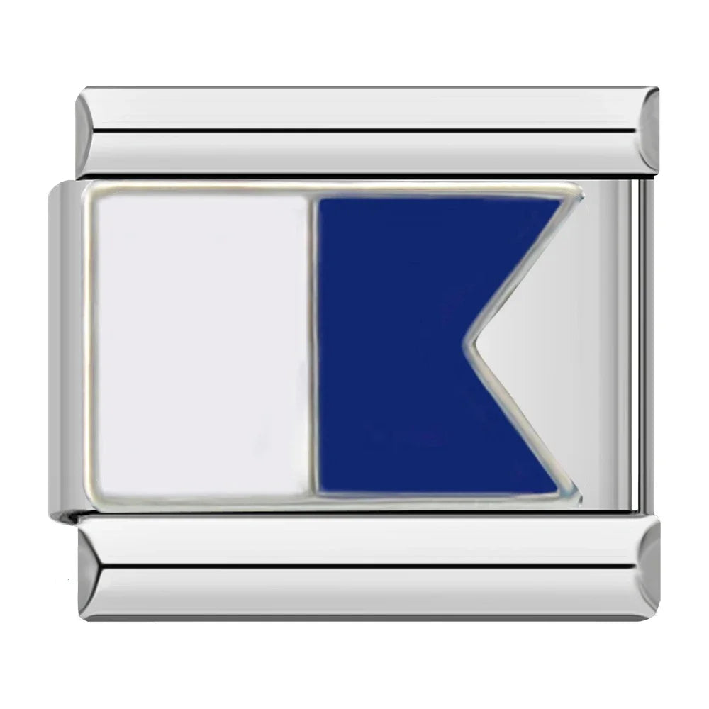 Hapiship Fashion Navy Ship International Maritime Signal Code Nautical Flag Charm Links Fit 9mm Stainless Steel Bracelet DJ391