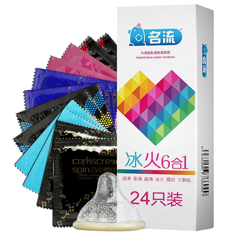 24/30pcs Super Thin Condoms Cool and Hot Sex Toys Dotted Granular Threaded Sexshop Tighten Firming Sex Accessories for Couples