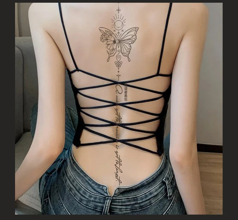 One Butterfly Spine Waterproof Temporary Tattoo, Lasting 1-2 Weeks, Semi-Permanent Tattoo Color, Realistic Fake Tattoo