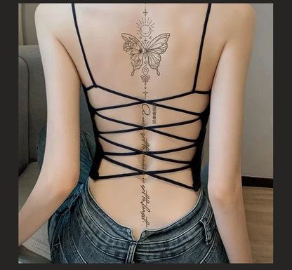 One Butterfly Spine Waterproof Temporary Tattoo, Lasting 1-2 Weeks, Semi-Permanent Tattoo Color, Realistic Fake Tattoo