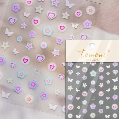 1PC 5D Korean Bronzing Nail Stickers Japanese Gold Silver Star Moon Luxury DIY Nail Art Decoration Decals Manicure Accessories