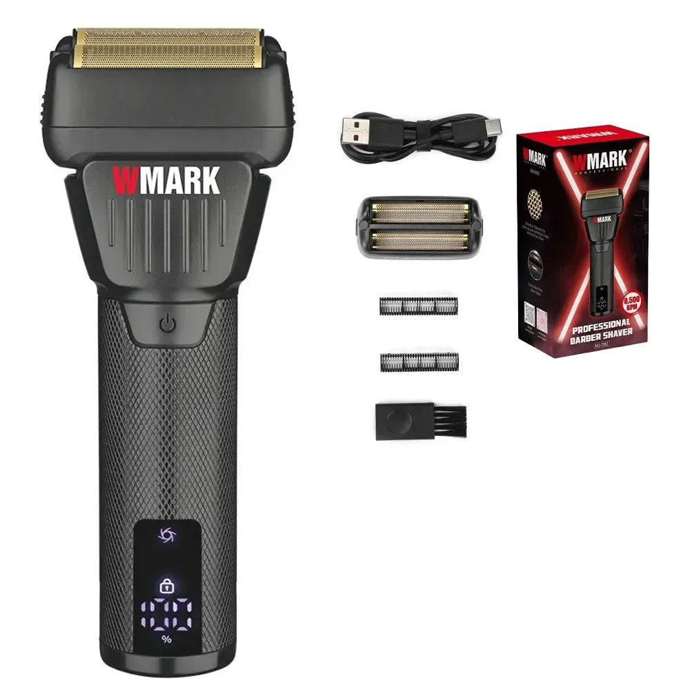 WMARK NG-7982 Professional Hair Trimmer for Man 9000RPM Titanium Coated Floating Double Blade Mesh Men's Shaver Equipped Blades