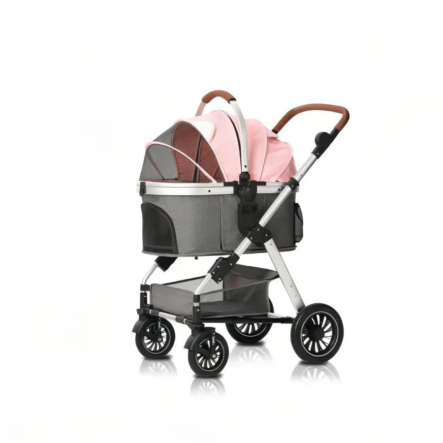 Luxury 3-in-1 Aluminum Alloy Foldable Pet Stroller Customized Dog Travel Carrier with Trolley Bag