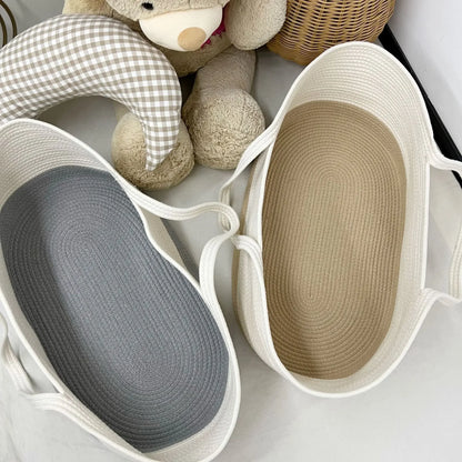 Ins Newborn Hand Basket Cotton Rope Woven Crib Baby Cradle Portable Outdoor Sleeping Infant Accessories Photography Props Gifts