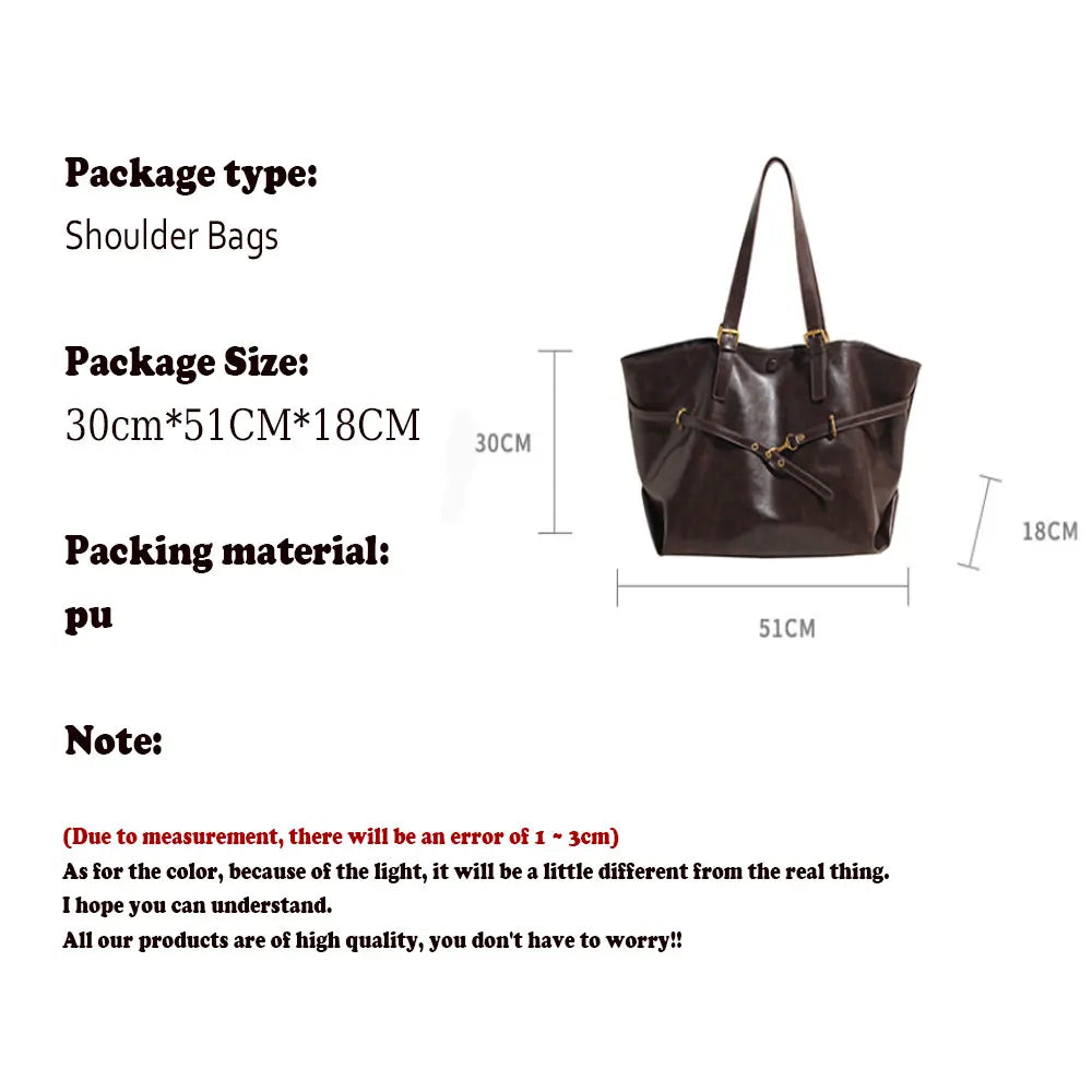 Tote Bag Designer Retro PU Leather Shoulder Handbag for Women Winter Trend Y2K Fashion Handbags Females Travel Luxury Tote Bags