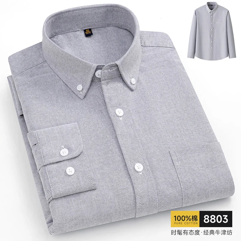 The new 10XL and 11XL oversized Oxford fabric men's shirt is 100% pure cotton, fashionable, casual and business without ironing