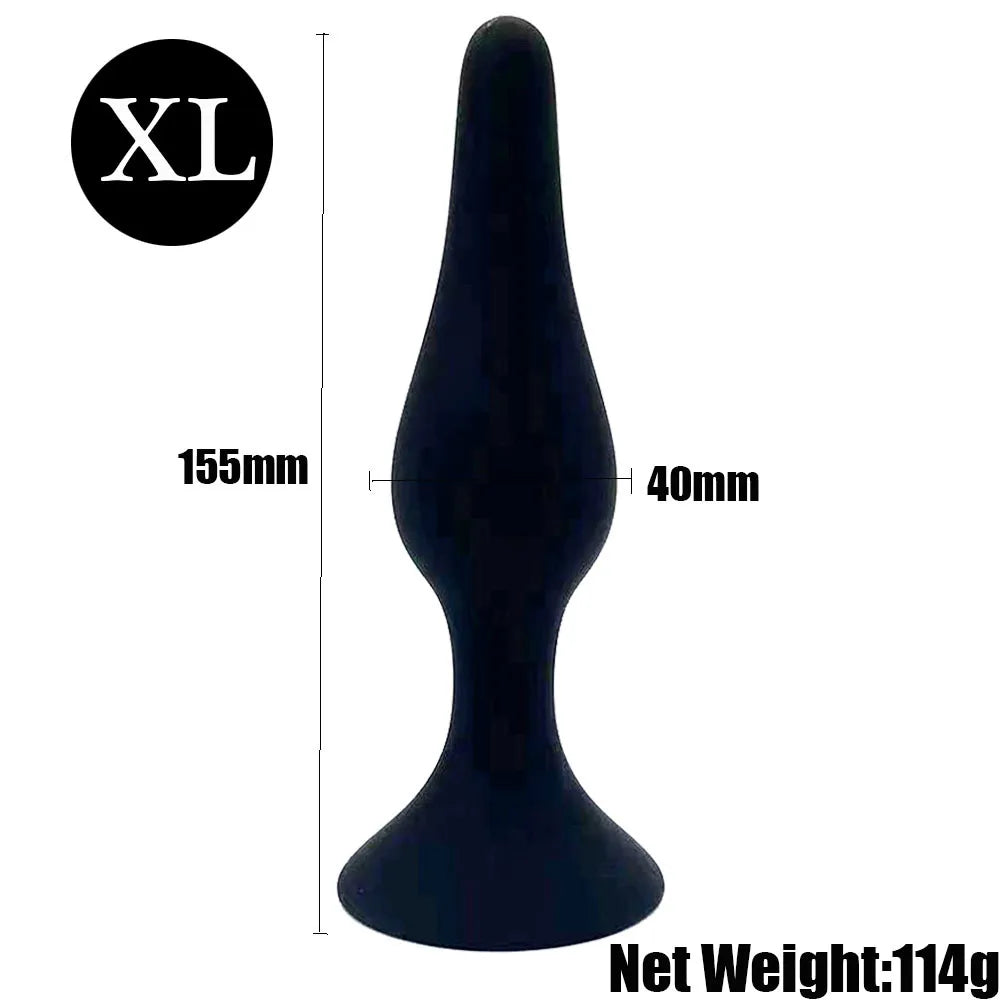 Silicone Pleasure Anal Plug 4-Piece Set - Anal Stimulation Beads, Hands-Free Suction Cup Anal Plug, Adult Erotic Sex Toy
