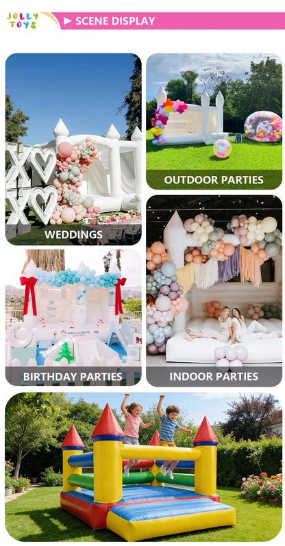 Kids Inflatable Bounce Castle with Reinforced Safety Barriers Outdoor Jumping Bouncer for Family Parties Backyard Entertainment