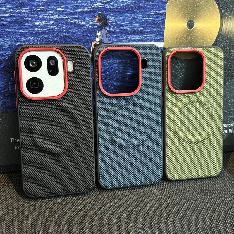 Magnetic Nylon Woven Case For Oppo Find X9 Pro For MagSafe Matte Leather Skin-friendly Phone Cover For Find X 9 X9Pro 5G Bumper