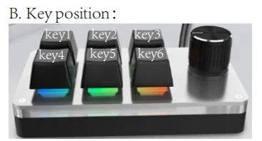 6 Keys 1 Knob RGB Programming Macro Gaming Knob Keypads Mini Custom Programming Keyboard USB Mechanical Keyboard for Photoshop