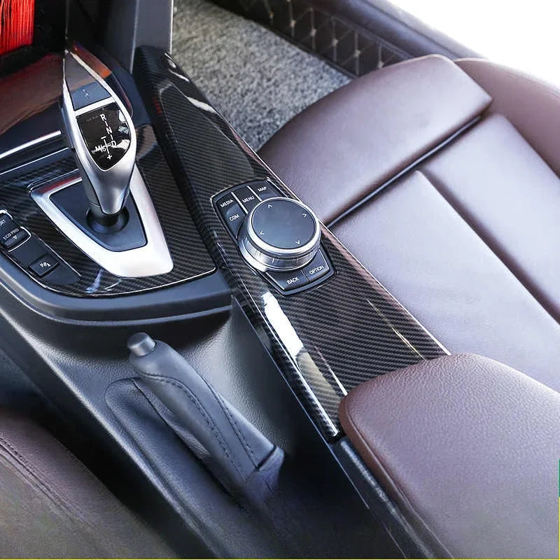 For BMW 3 4 Series F30 F31 F32 F36 3GT 320i Carbon fiber Car Center Console Gear Shift Panel Sticker Cover Interior Decoration