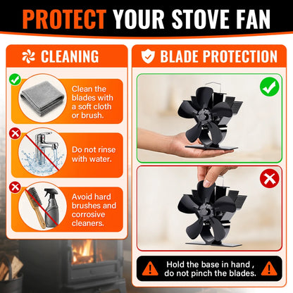 Mini Stove Fan Heat Powered Fireplace Fan Log Wood Burner Eco-fan Quiet 5 Blade Fireplace Fan Home Winter Warm Heat Distribution