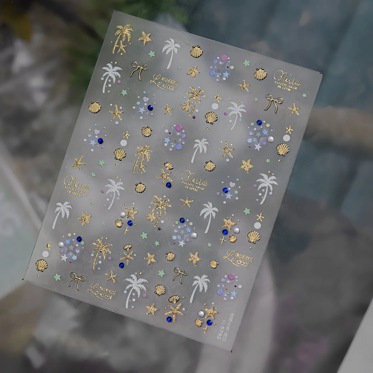 5D Nail Stickers Summer Beach Shell Crystal Diamond Self Adhesive Nail Art Stickers DIY Cute Ocean World Nail Decorations Parts