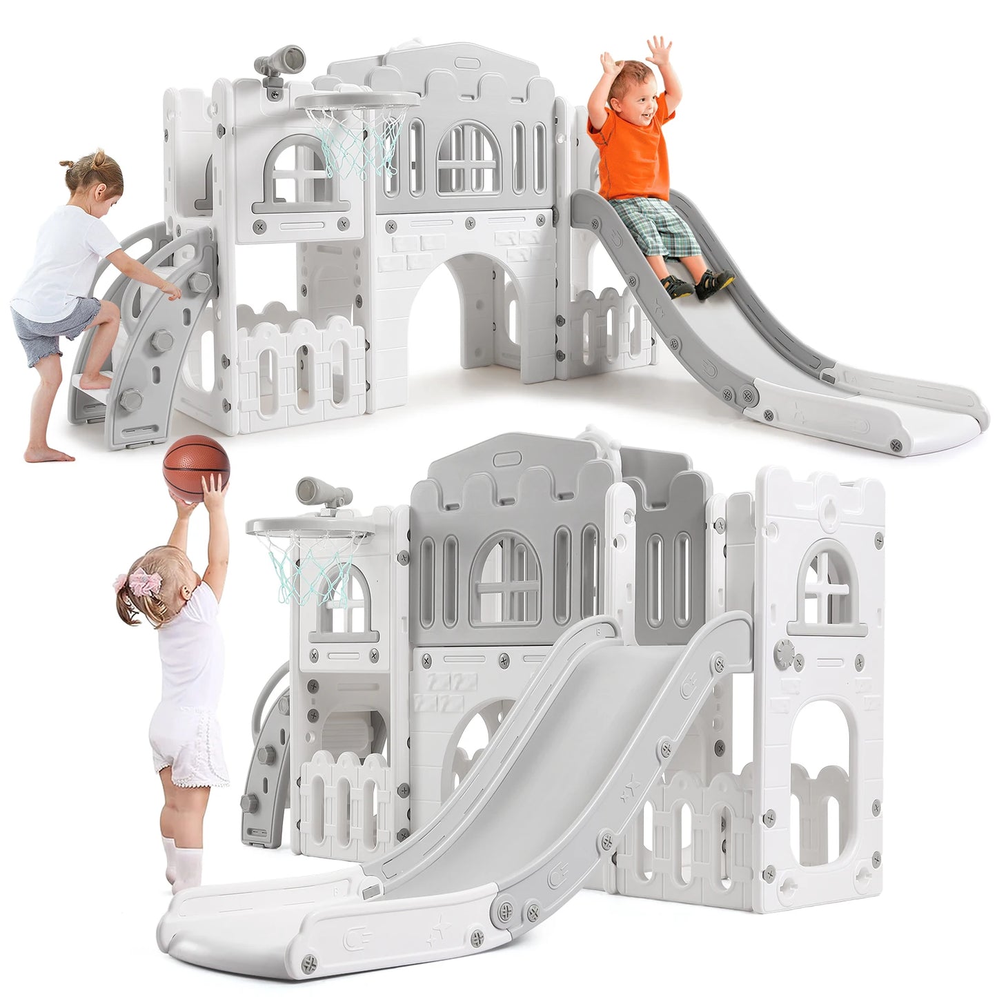 Children's Slide Outdoor Indoor Domestic Baby Sports 8 in 1 Slide Playset Family Multifunction Amusement Park Toys