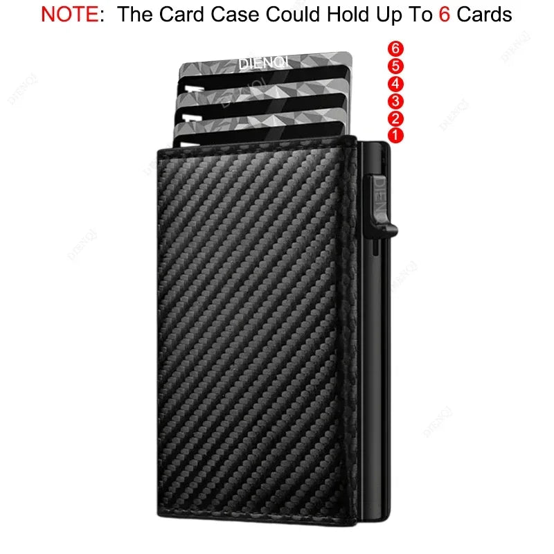 Rfid Wallet Credit Card Holder Luxury Business ID Holder Card Slim Pop Up Metal Minimalist Purse Smart Money Bags with Zipper