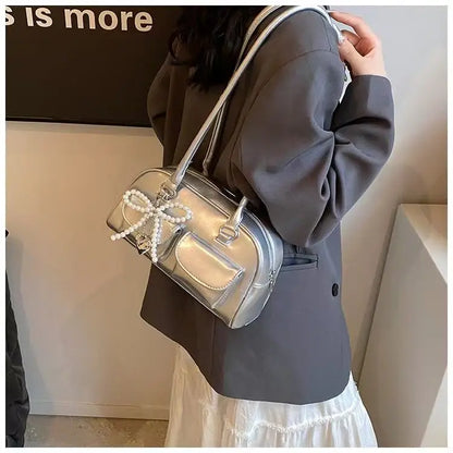 Fashionable Underarm Bow Bag for Women 2024 Korean Edition New Simple Leisure Pillow Bag Trendy Versatile Shoulder Bag