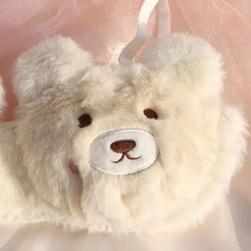 Soft and Cute Bear Japanese-style Lingerie for Women, Autumn and Winter Cartoon Plush Comfortable and Adorable Girl Bra