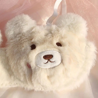 Soft and Cute Bear Japanese-style Lingerie for Women, Autumn and Winter Cartoon Plush Comfortable and Adorable Girl Bra